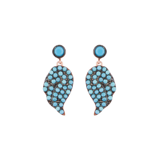 Rose Gold Teardrop Earrings with Turquoise