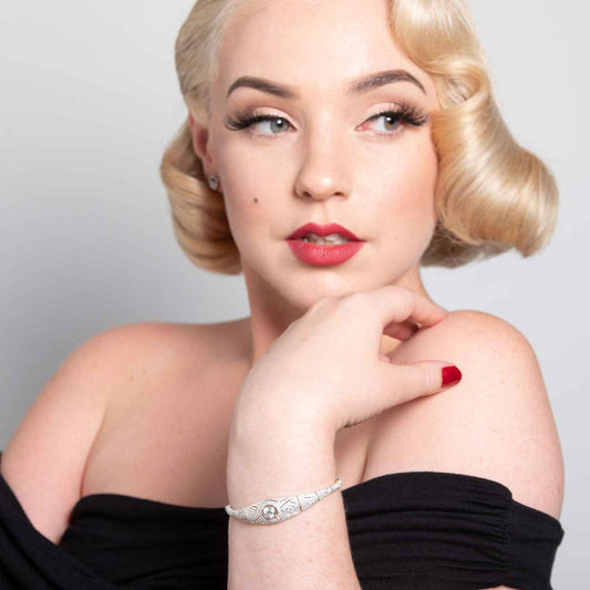 Claudette: Art Deco Bracelet in Cubic Zirconia and Sterling Silver