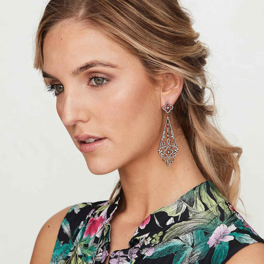 Demelza: Chandelier Drop Earrings in Cubic Zirconia Sterling Silver