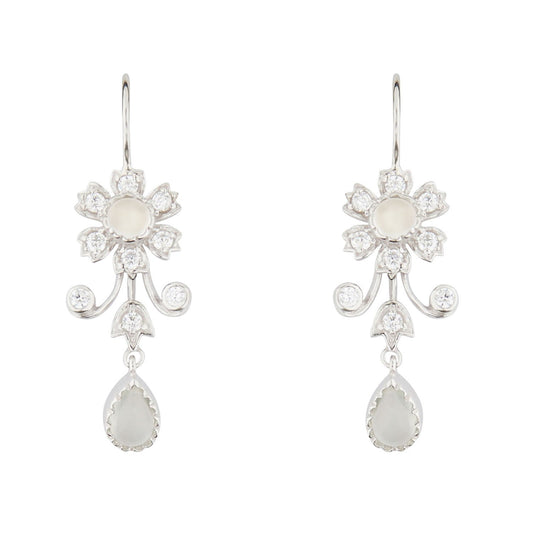 Wellington_&_North_Art_Deco_Jewellery_Ophelia_Moonstone_Cubic_Zirconia_925_Sterling_Silver_Floral_Drop_Earrings