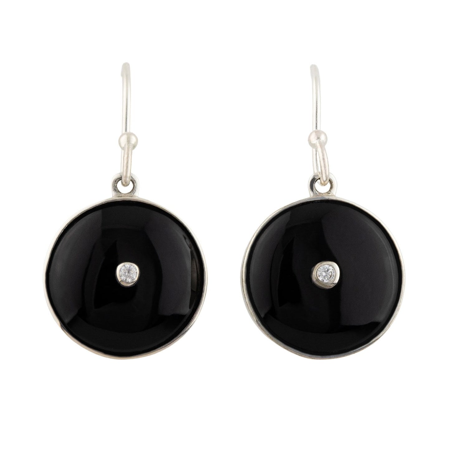 Olive: Art Deco Earrings in Black Onyx, Cubic Zirconia and Sterling Silver