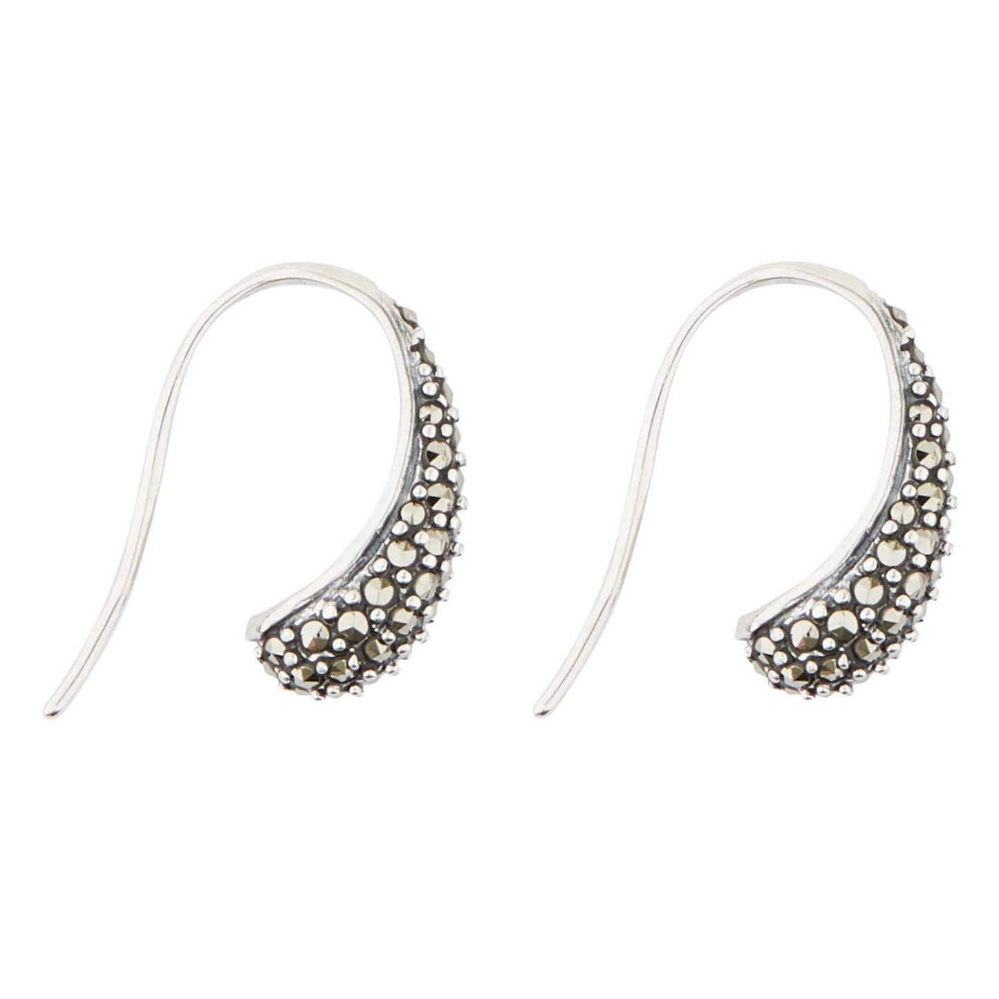 Wellington_&_North_Art_Deco_Jewellery_Meredith_Marcasite_925_Sterling_Silver_Small_Huggie_Earrings_Side_View