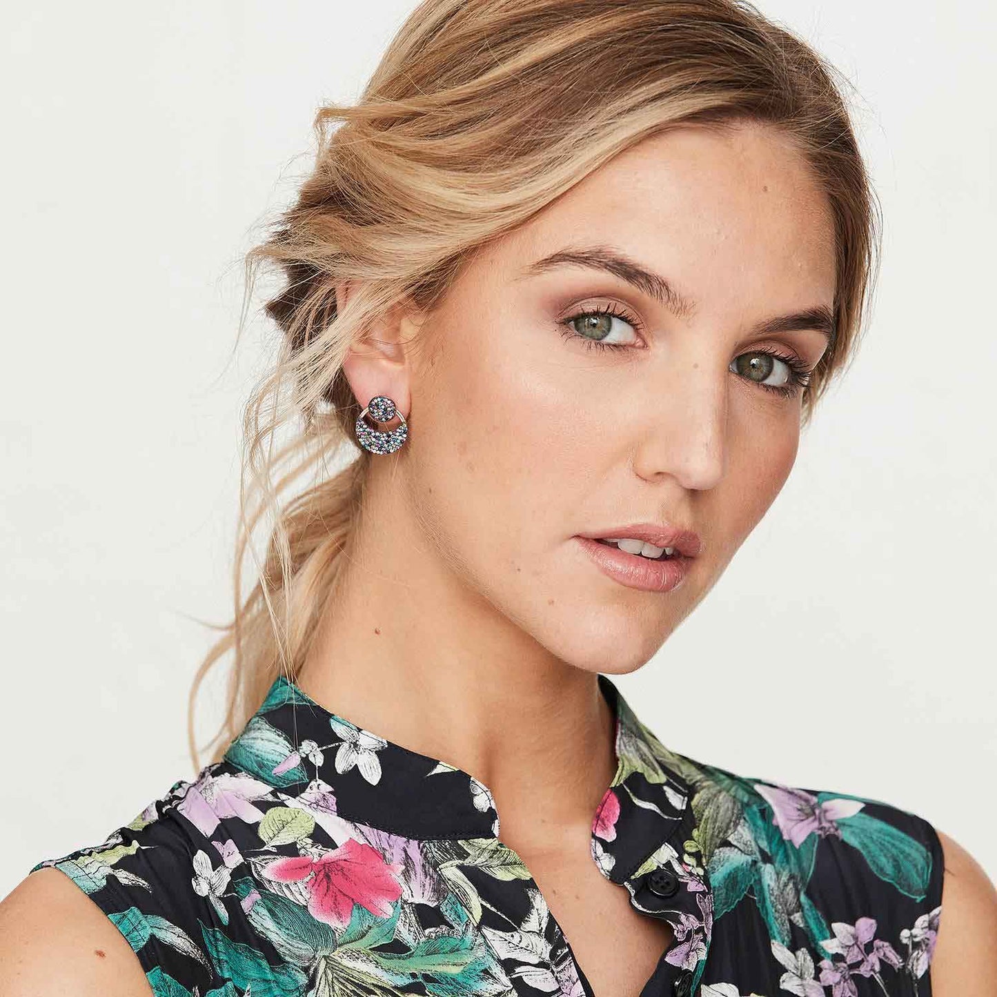 Elysia: Drop Earrings in Cubic Zirconia and Rose Gold Plate Sterling Silver