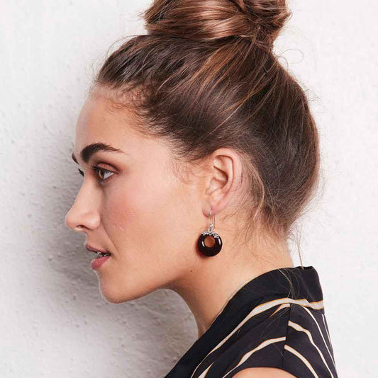 Elsie: Art Deco Drop Earrings in Black Onyx, Marcasite and Sterling Silver