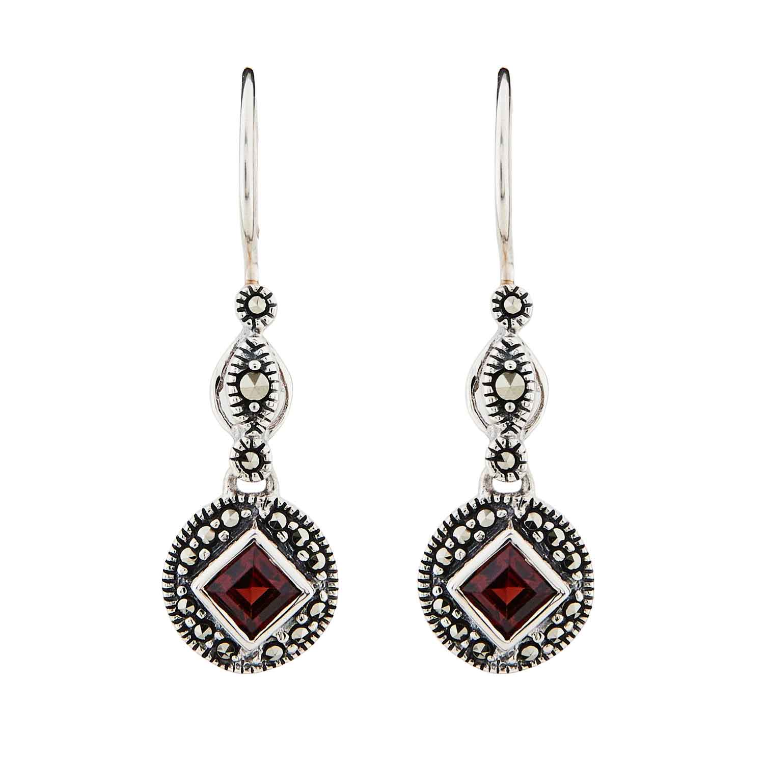 Garnet and silver earrings clearance