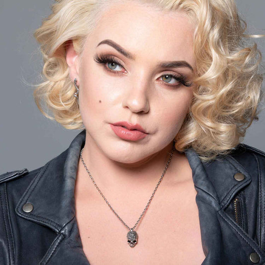 Jett: Skull Pendant Necklace in Marcasite, Enamel and Sterling Silver