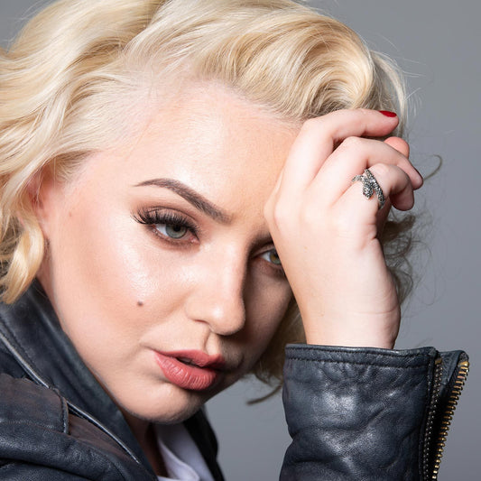 Suzi: Snake Ring in Marcasite, Garnet and Sterling Silver