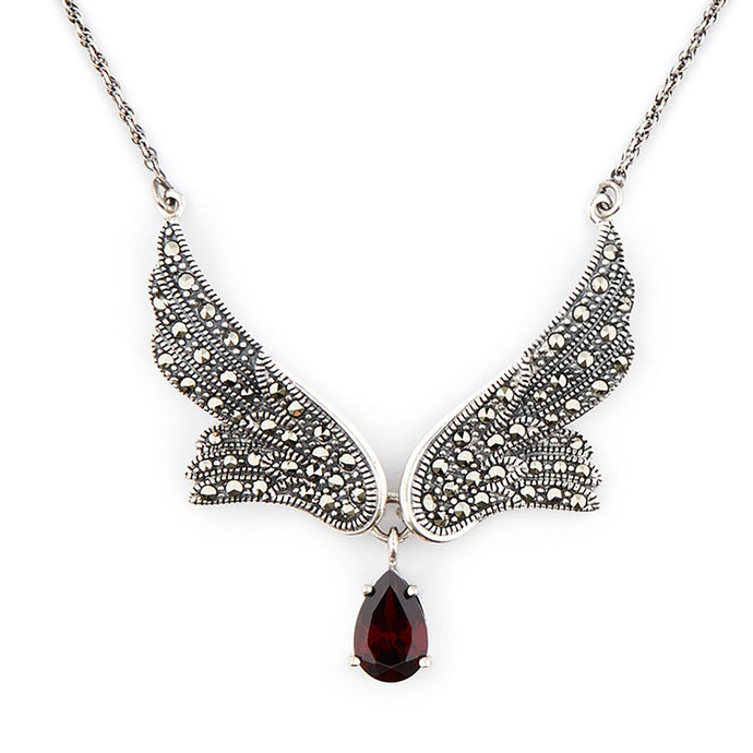 Wellington_&_North_Art_Deco_Jewellery_Stevie_Marcasite_925_Sterling_Silver_Angel_Wing_Necklace