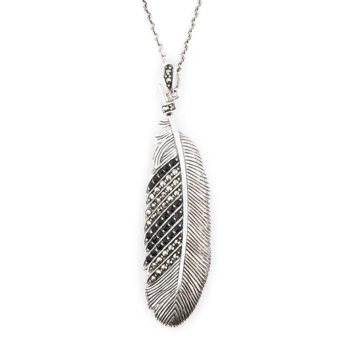 Wellington_&_North_Art_Deco_Jewellery_Hope_Marcasite_Black_Onyx_925_Sterling_Silver_Feather_Pendant_Necklace