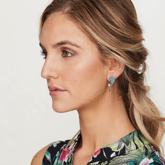 Luna: Seashell Earrings in Turquoise, Pearl and Rose Gold Plate Sterling Silver