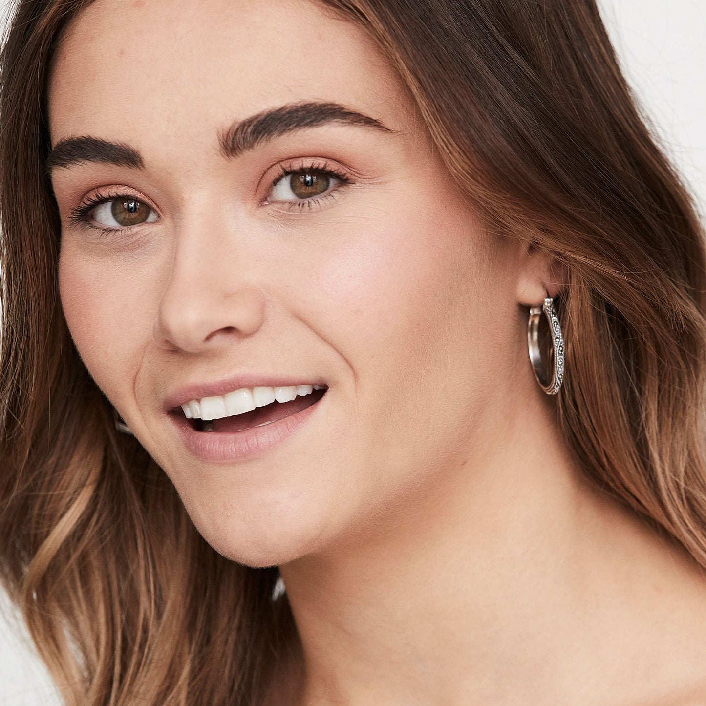 Ruth: Art Deco Hoop Earrings in Marcasite and Sterling Silver