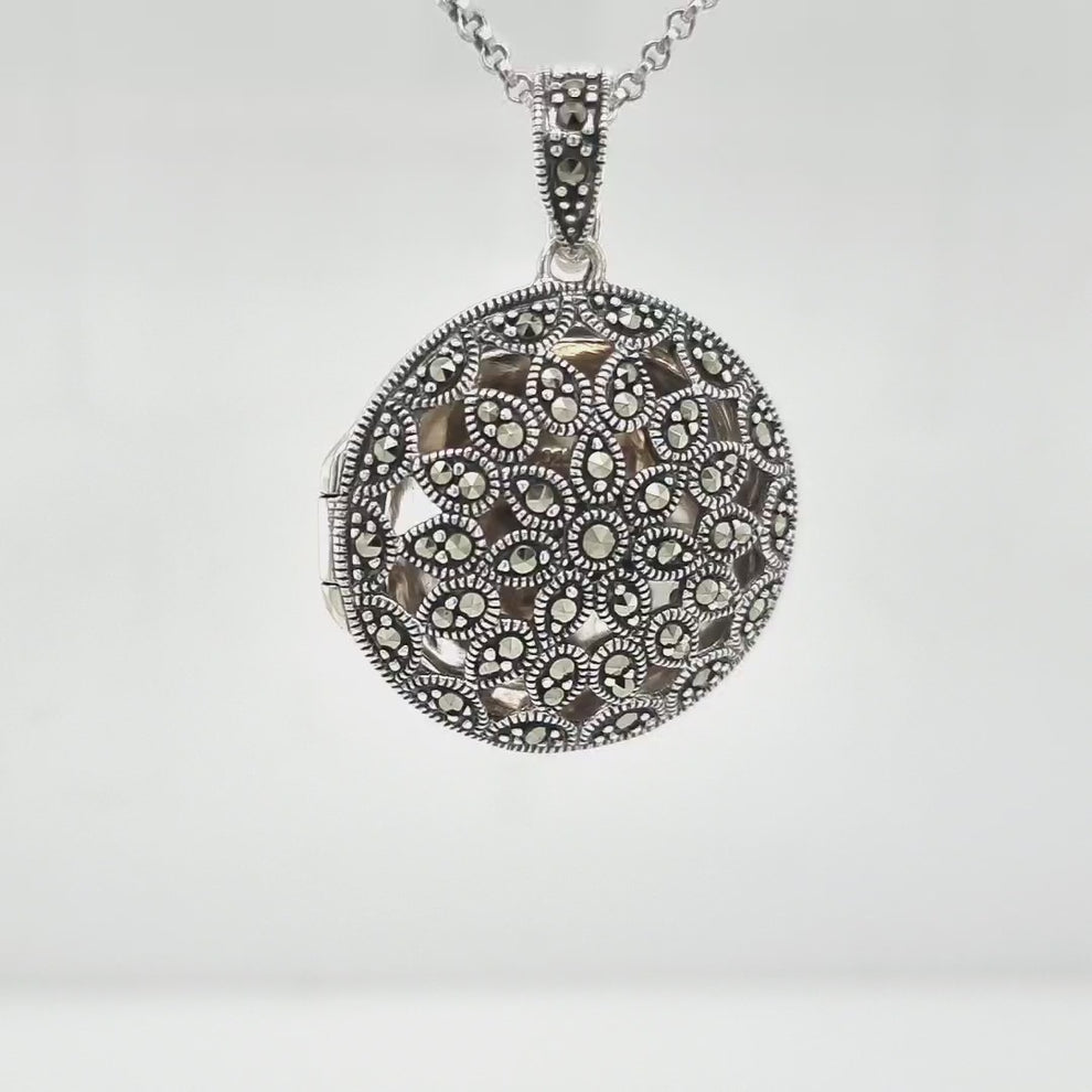 Art Nouveau locket in Marcasite and Sterling Silver – Wellington and North