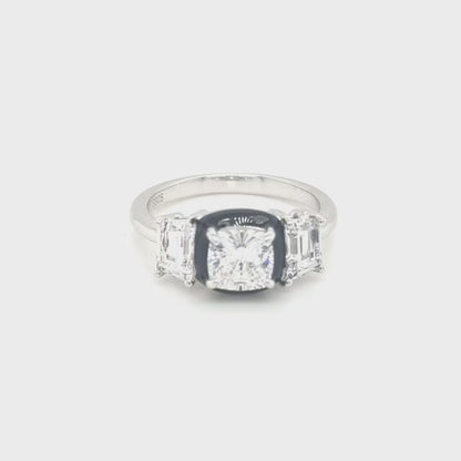 Hedy: Art Deco Ring in Cubic Zirconia, Black Enamel and Sterling Silver