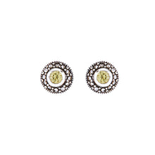 Load image into Gallery viewer, Maria: Art Deco Stud Earrings in Peridot, Marcasite and Sterling Silver