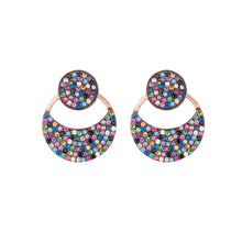 Load image into Gallery viewer, Colourful Drop Earrings: Rose Gold and Cubic Zirconia