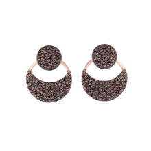 Load image into Gallery viewer, Black Cubic Zirconia and Rose Gold Earrings
