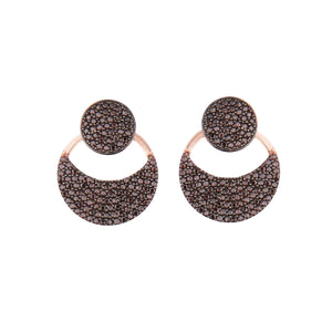 Black Cubic Zirconia and Rose Gold Earrings
