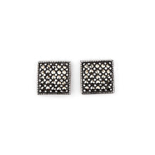 Load image into Gallery viewer, Marianne: Square Stud Earrings in Marcasite and Sterling Silver
