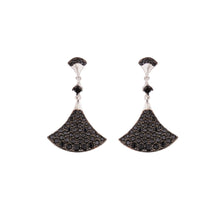Load image into Gallery viewer, India: Drop Earrings in Black Cubic Zirconia and Sterling Silver