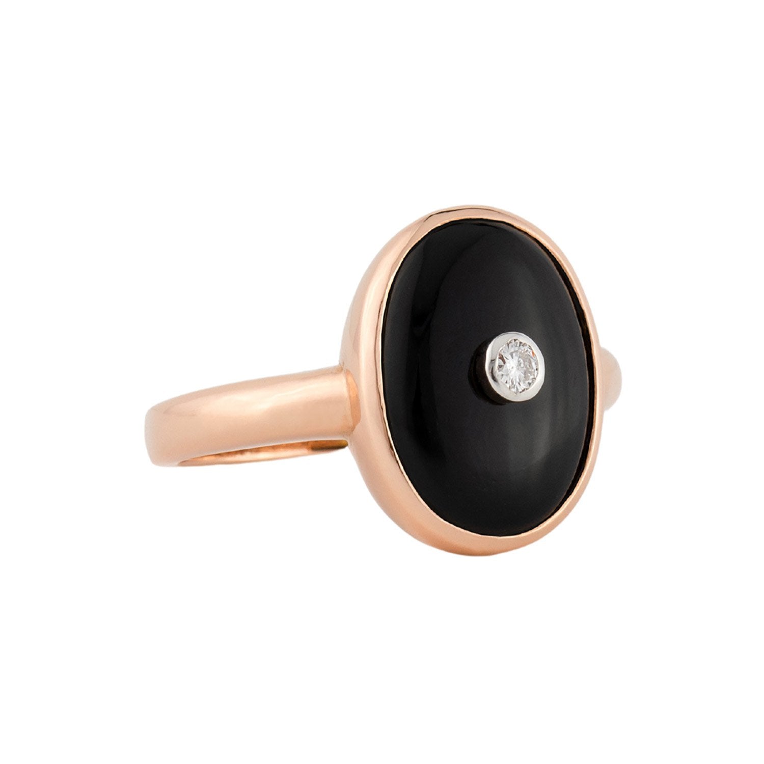 Art Deco Style Ring: Rose Gold, Onyx, Diamond