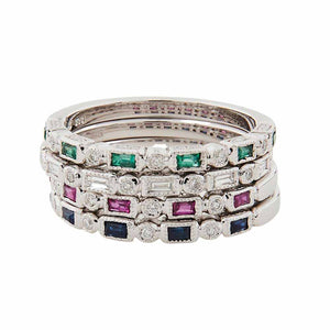 Arabella: Art Deco Ring in 9ct White Gold with Emerald and Diamond
