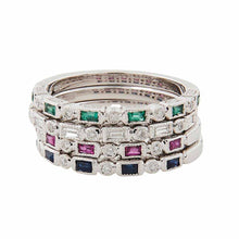 Load image into Gallery viewer, Arabella: Art Deco Ring in 9ct White Gold with Sapphire and Diamond