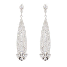 Load image into Gallery viewer, Art Deco Style Drop Earrings: Silver and Cubic Zirconia