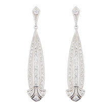 Load image into Gallery viewer, Art Deco Style Drop Earrings: Silver and Cubic Zirconia