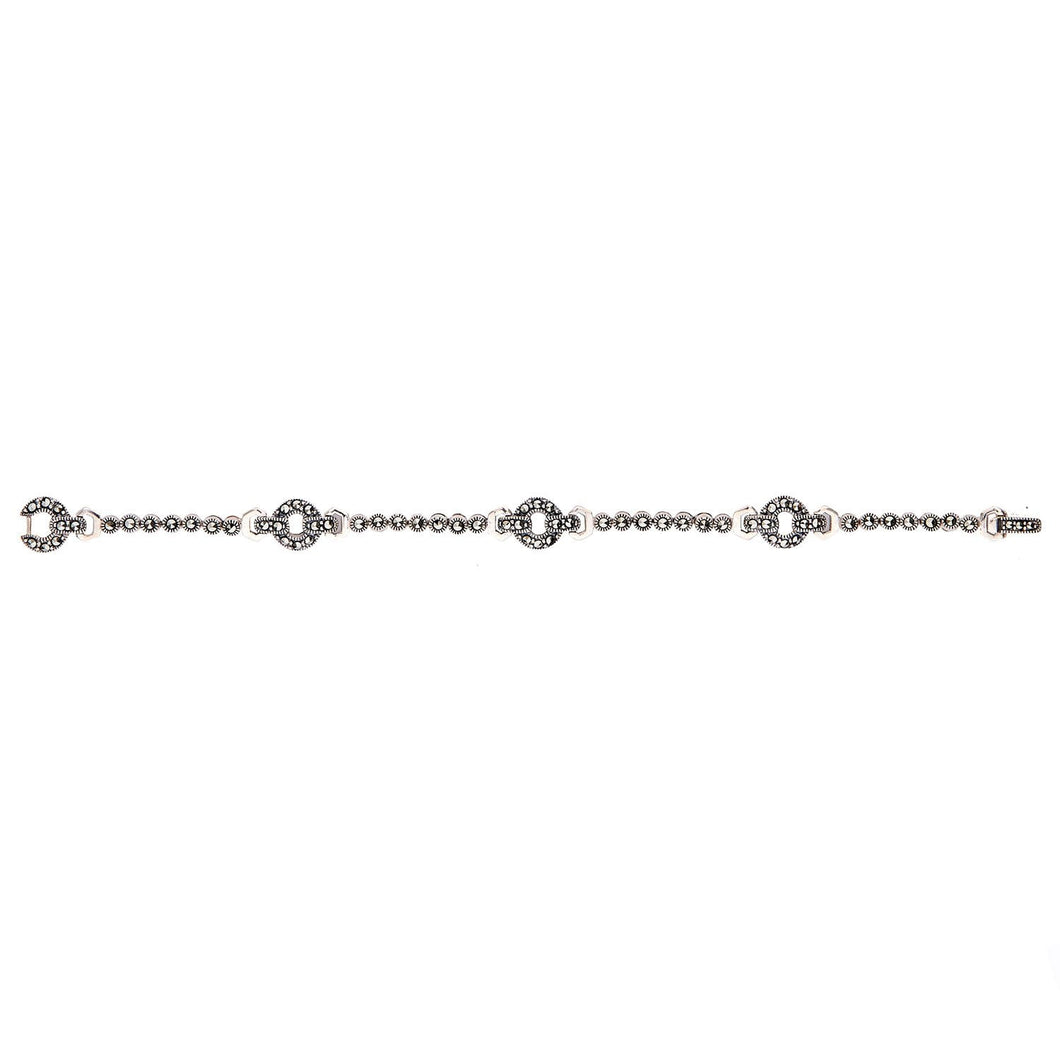 Art Deco Style Bracelet: Sterling Silver, Marcasite 