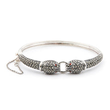 Load image into Gallery viewer, Panther Bangle: Sterling Silver, Marcasite, Carnelian