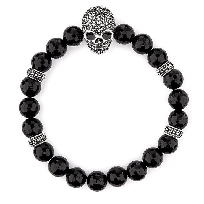 Gothic Skull Bracelet: Silver, Marcasite, Onyx