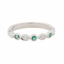 Load image into Gallery viewer, Art Deco Style Ring: White Gold, Emerald, Diamond