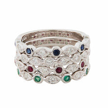 Load image into Gallery viewer, Bronte: Art Deco Style Ring in 9ct White Gold with Diamond and Ruby