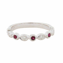 Load image into Gallery viewer, Art Deco Style Ring: 9ct White Gold, Diamond and Rubies