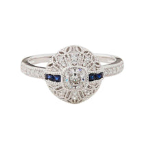 Load image into Gallery viewer, Camilla: Art Deco Style Ring in White Cubic Zirconia Synthetic Sapphire and Sterling Silver