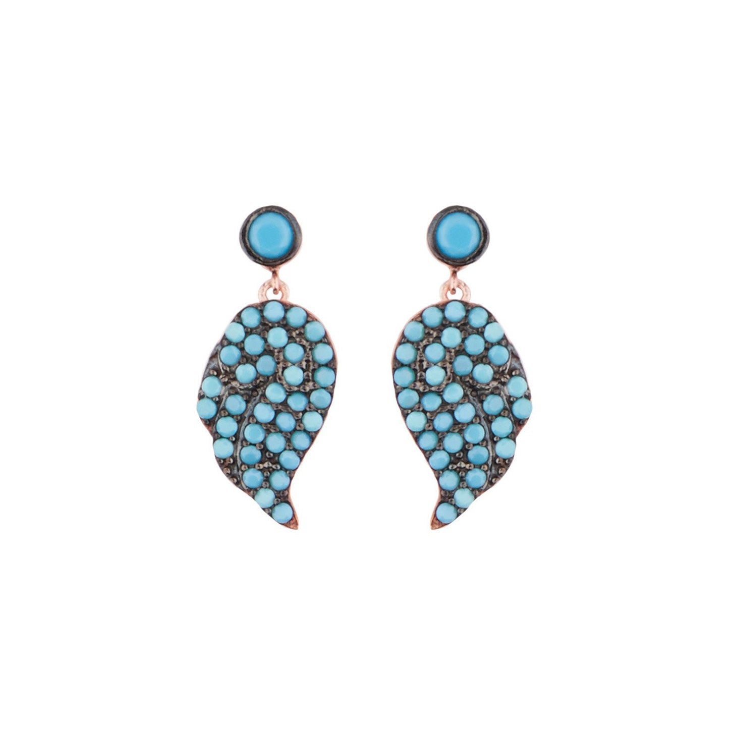 Rose Gold Teardrop Earrings with Turquoise