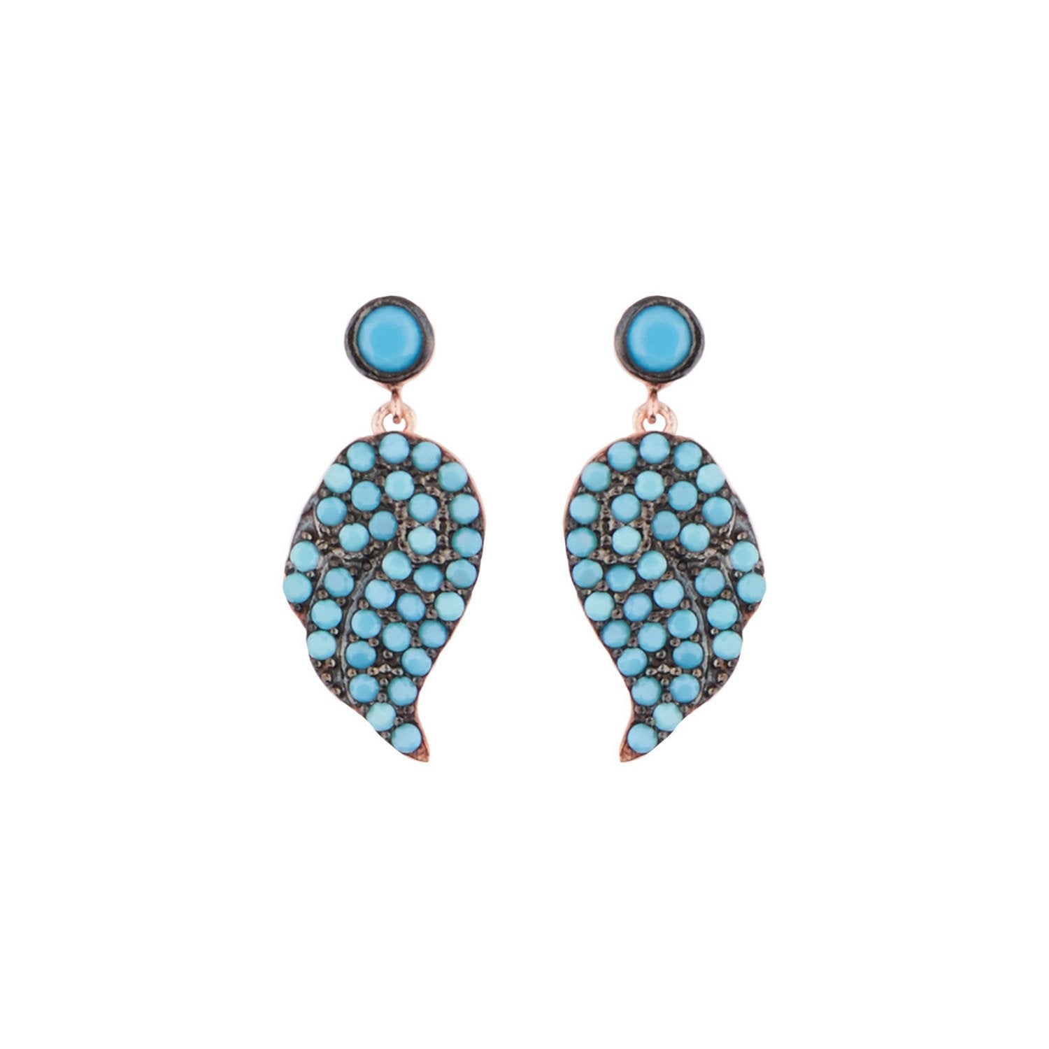 Rose Gold Teardrop Earrings with Turquoise