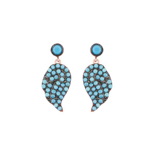 Rose Gold Teardrop Earrings with Turquoise