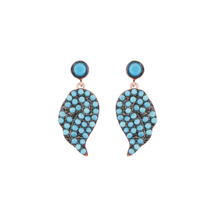 Rose Gold Teardrop Earrings with Turquoise