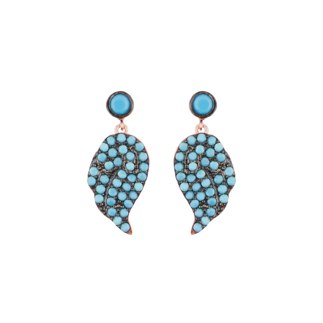 Rose Gold Teardrop Earrings with Turquoise