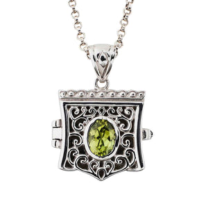Art Deco Style Locket: Sterling Silver and Peridot