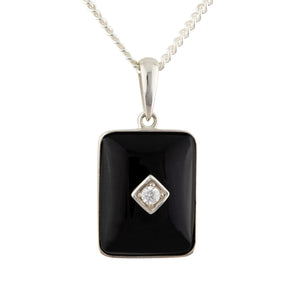 Octavia: Art Deco Geometric Pendant in Black Onyx, Cubic Zirconia and Sterling Silver