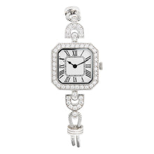 Load image into Gallery viewer, Art Deco Style Silver Dial Bracelet Watch: Sterling silver and Cubic Zirconia