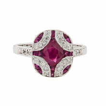 Load image into Gallery viewer, Art Deco Style Ring: 9ct White Gold, Ruby and Diamond