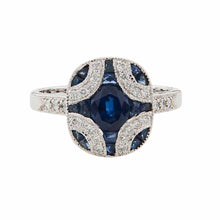 Load image into Gallery viewer, Art Deco Style Ring: 9ct White Gold, Sapphire and Diamond