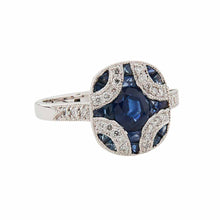 Load image into Gallery viewer, Art Deco Style Ring: 9ct White Gold, Sapphire and Diamond