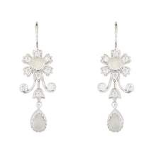 Load image into Gallery viewer, Wellington_&amp;_North_Art_Deco_Jewellery_Ophelia_Moonstone_Cubic_Zirconia_925_Sterling_Silver_Floral_Drop_Earrings