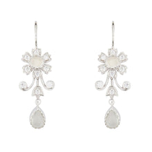Load image into Gallery viewer, Wellington_&amp;_North_Art_Deco_Jewellery_Ophelia_Moonstone_Cubic_Zirconia_925_Sterling_Silver_Floral_Drop_Earrings