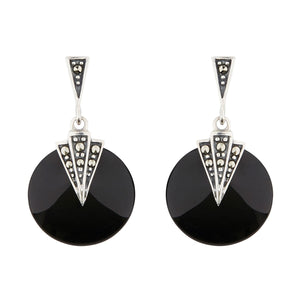 Wellington_&_North_Art_Deco_Jewellery_Mabel_Black_Onyx_Marcasite_925_Sterling_Silver_Round_Drop_Earrings