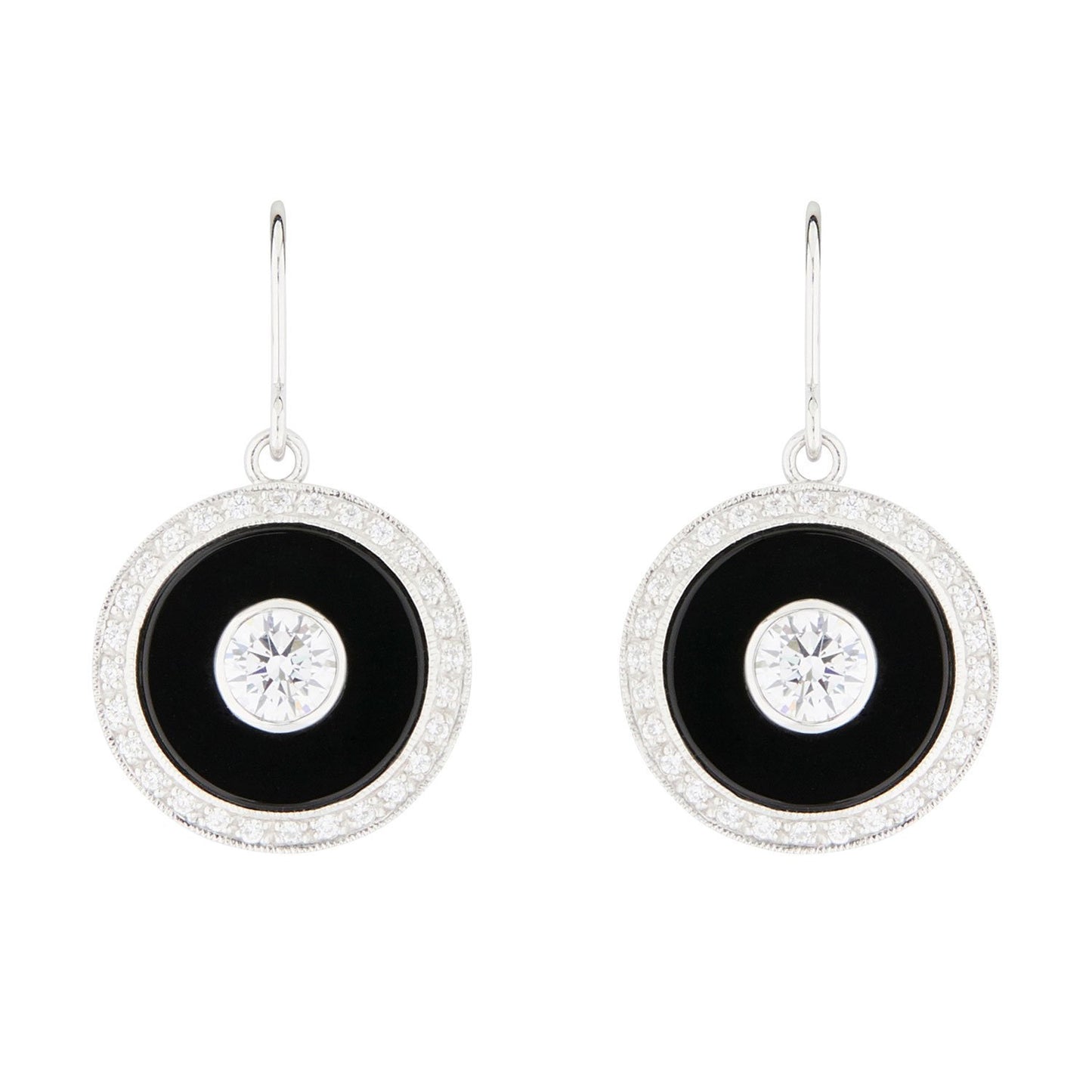 Wellington_&_North_Art_Deco_Jewellery_Marilyn_Cubic_Zirconia_Black_Onyx_925_Sterling_Silver_Round_Drop_Earrings